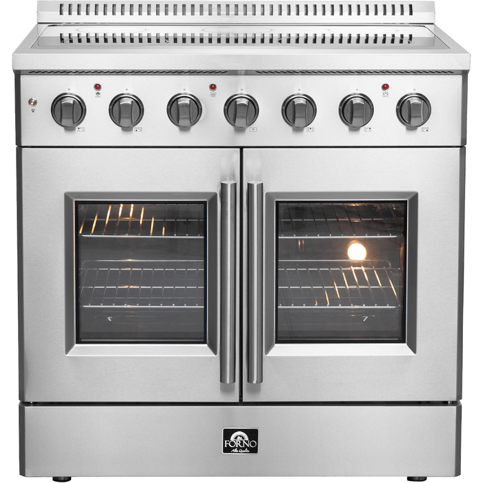 Forno Galiano 36-Inch French Door Electric Range with Convection Oven in Stainless Steel (FFSEL6917-36)