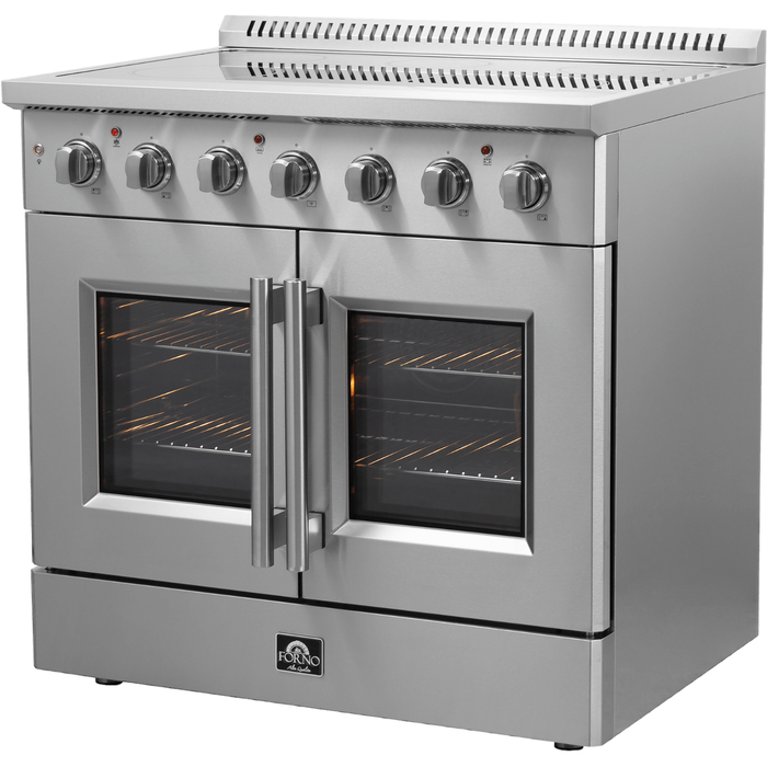 Forno Galiano 36-Inch French Door Electric Range with Convection Oven in Stainless Steel (FFSEL6917-36)