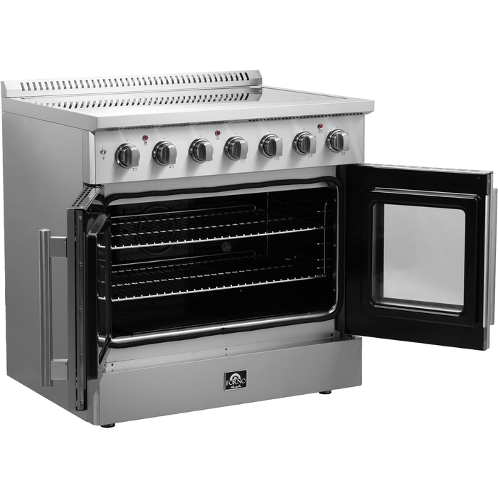 Forno Galiano 36-Inch French Door Electric Range with Convection Oven in Stainless Steel (FFSEL6917-36)