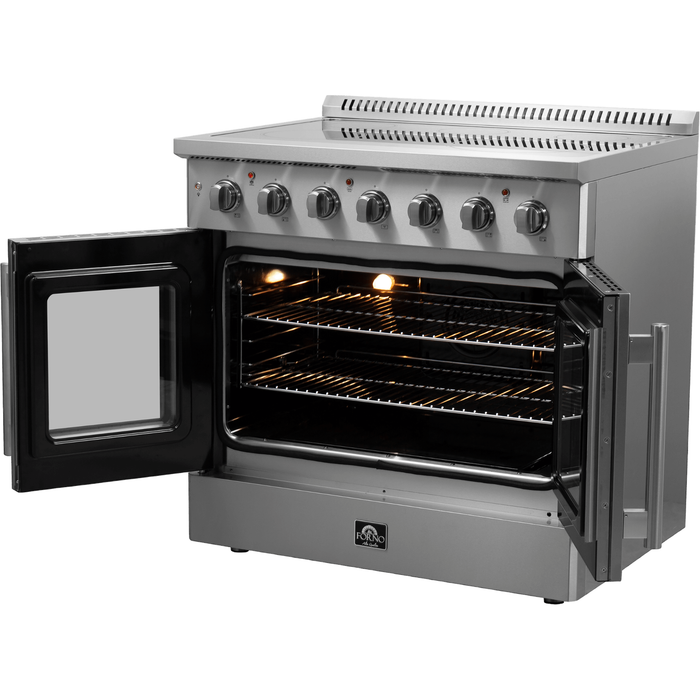 Forno Galiano 36-Inch French Door Electric Range with Convection Oven in Stainless Steel (FFSEL6917-36)