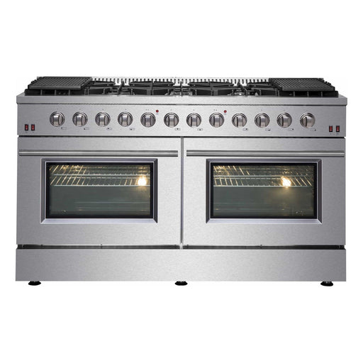 Forno Galiano 60-Inch Gas Range with 10 Burners in Stainless Steel (FFSGS6244-60)