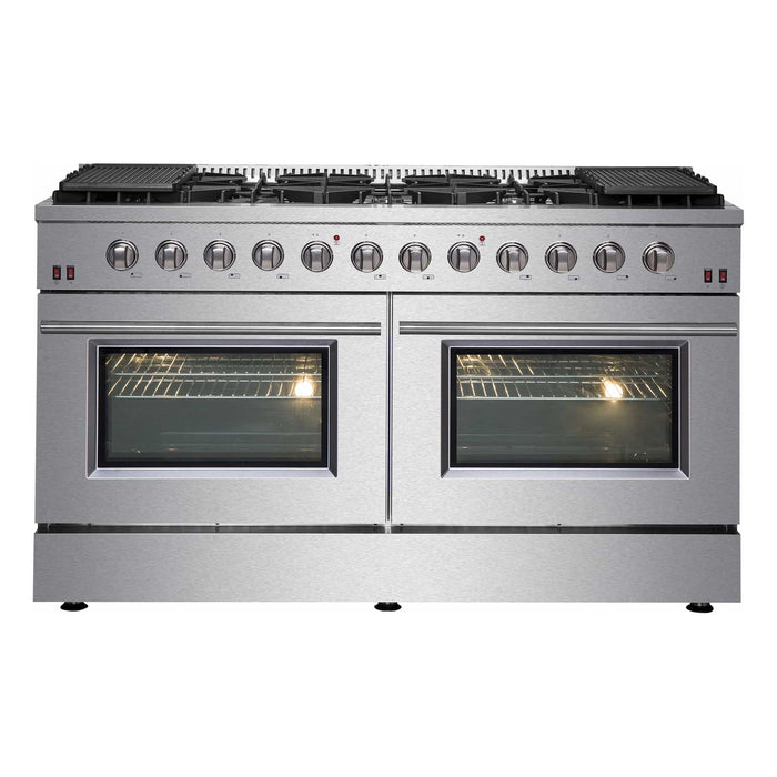 Forno Galiano 60-Inch Gas Range with 10 Burners in Stainless Steel (FFSGS6244-60)