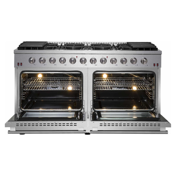 Forno Galiano 60-Inch Gas Range with 10 Burners in Stainless Steel (FFSGS6244-60)