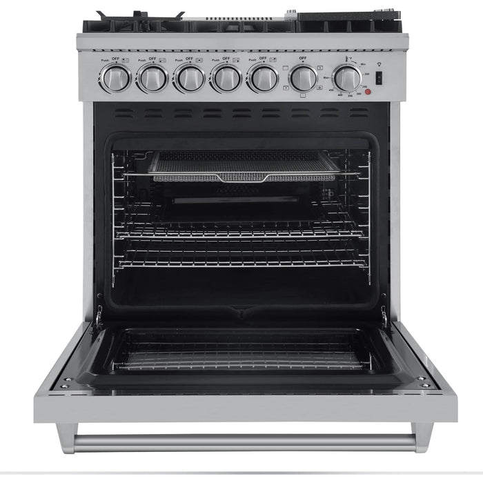 Forno Lazio 30-Inch Dual Fuel Range with 5 Sealed Burner in Stainless Steel with Air Fryer & Reversible Griddle (FFSGS6196-30)