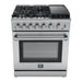 Forno Lazio 30-Inch Dual Fuel Range with 5 Sealed Burner in Stainless Steel with Air Fryer & Reversible Griddle (FFSGS6196-30)