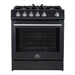 Forno Leonardo Espresso 30" Gas Range In Black with Stainless Steel Handle FFSGS1116-30BLK