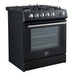 Forno Leonardo Espresso 30" Gas Range In Black with Stainless Steel Handle FFSGS1116-30BLK