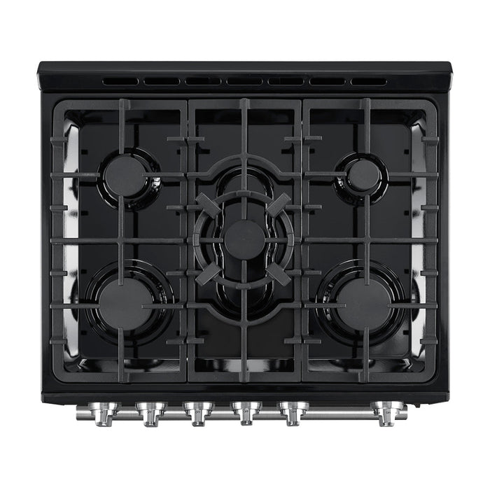 Forno Leonardo Espresso 30" Gas Range In Black with Stainless Steel Handle FFSGS1116-30BLK