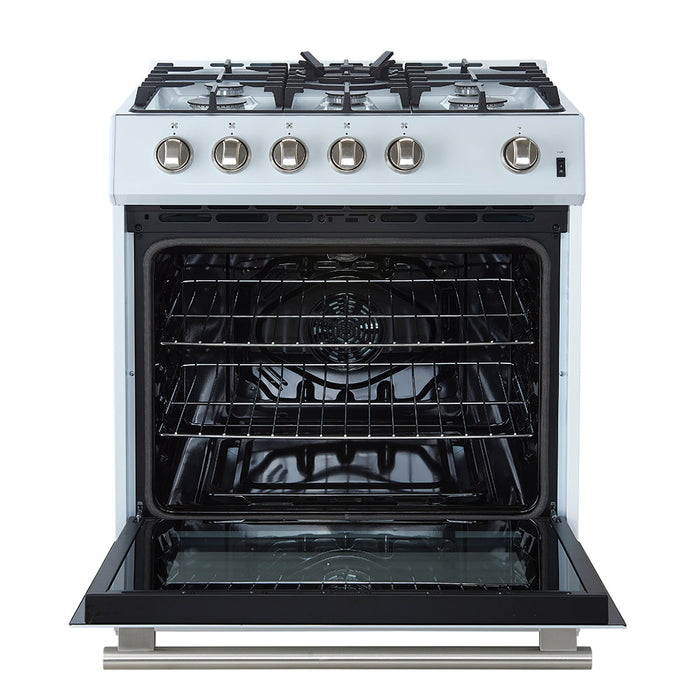 Forno Leonardo Espresso 30" Gas Range In White with Stainless Steel Handle FFSGS1116-30WHT