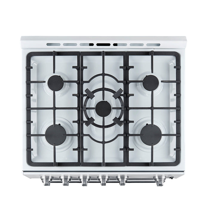 Forno Leonardo Espresso 30" Gas Range In White with Stainless Steel Handle FFSGS1116-30WHT