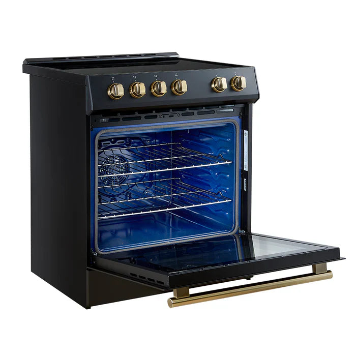 Forno Leonardo Espresso 30" Slide-In Induction Range In Black FFSIN0982-30BLK