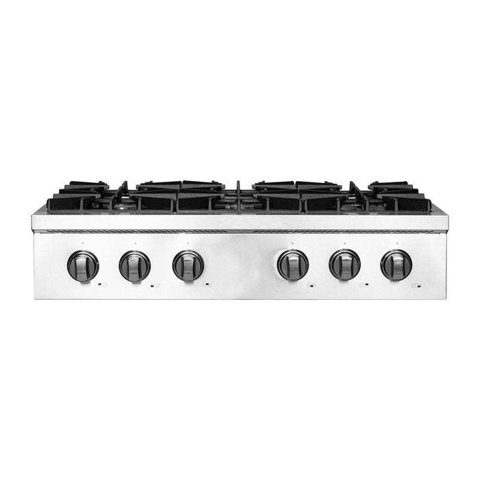 Forno Lseo 36-Inch Gas Range top, 6 Burners, Griddle in Stainless Steel (FCTGS5737-36)