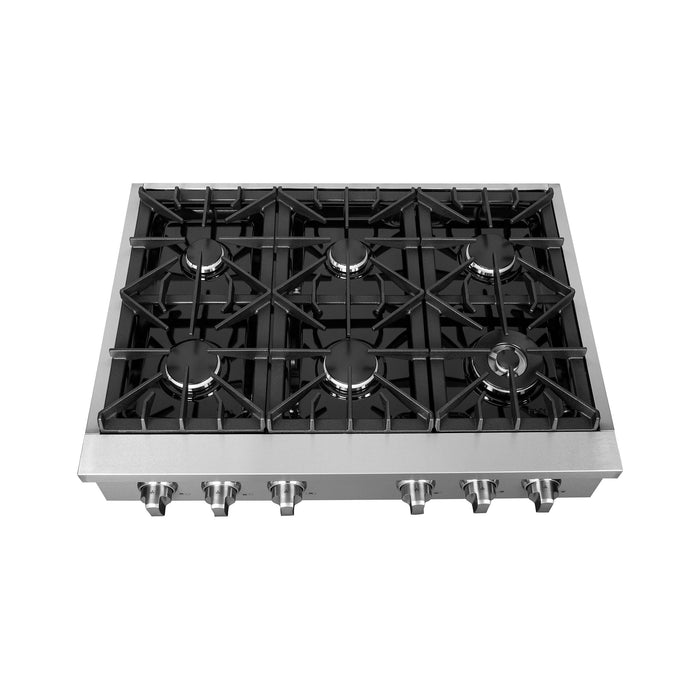 Forno Lseo 36-Inch Gas Range top, 6 Burners, Griddle in Stainless Steel (FCTGS5737-36)