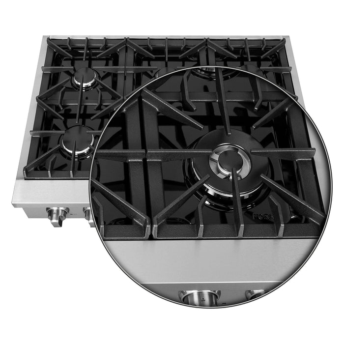 Forno Lseo 36-Inch Gas Range top, 6 Burners, Griddle in Stainless Steel (FCTGS5737-36)