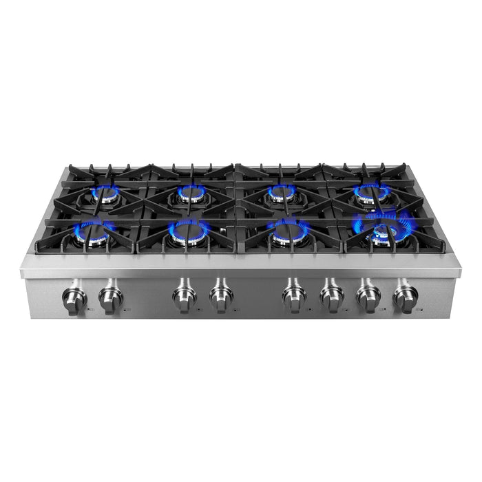 Forno Lseo 48-Inch Gas Range top, 8 Burners, Griddle in Stainless Steel (FCTGS5737-48)