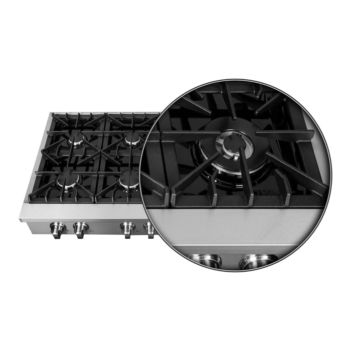 Forno Lseo 48-Inch Gas Range top, 8 Burners, Griddle in Stainless Steel (FCTGS5737-48)