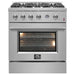 Forno Marco 30" Gas Range with 4 Burners and 4.32 Cu. Ft. Convection Oven In Stainless Steel FFSGS6277-30