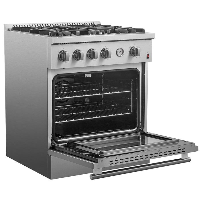 Forno Marco 30" Gas Range with 4 Burners and 4.32 Cu. Ft. Convection Oven In Stainless Steel FFSGS6277-30