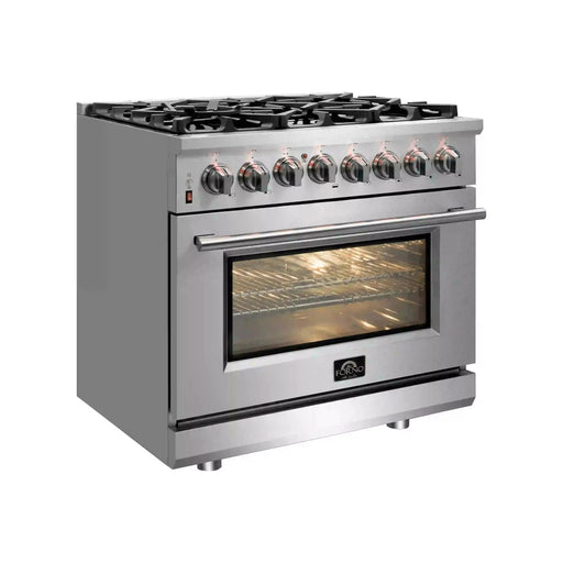 Forno Massimo 30-Inch Freestanding Dual Fuel Range in Stainless Steel FFSGS6125-30