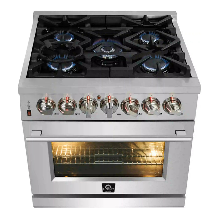 Forno Massimo 30-Inch Freestanding Dual Fuel Range in Stainless Steel FFSGS6125-30