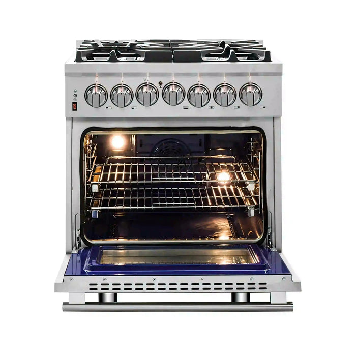 Forno Massimo 30-Inch Freestanding Dual Fuel Range in Stainless Steel FFSGS6125-30