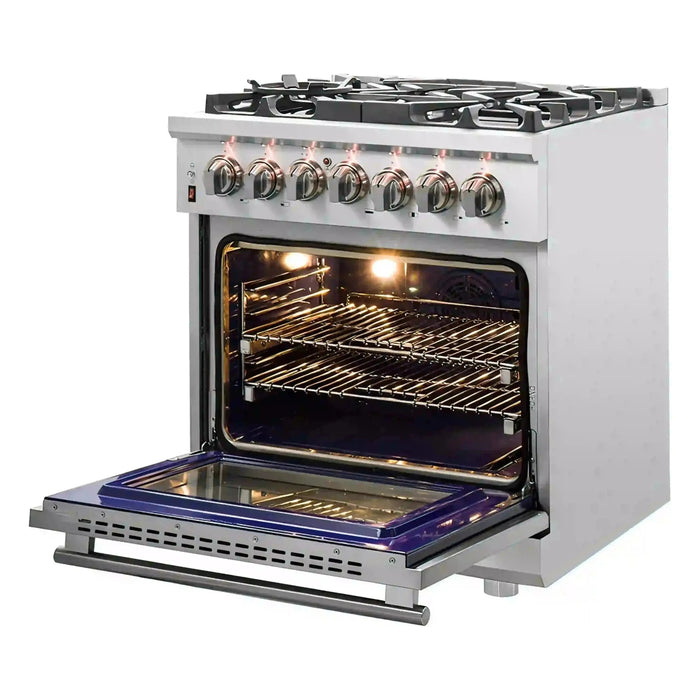 Forno Massimo 30-Inch Freestanding Dual Fuel Range in Stainless Steel FFSGS6125-30