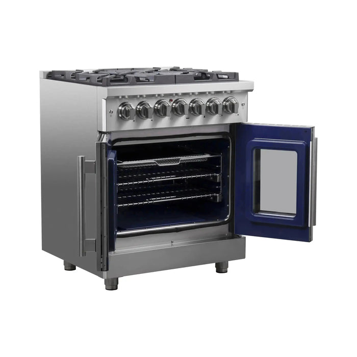 Forno Massimo 30-Inch Freestanding French Door Dual Fuel Range in Stainless Steel (FFSGS6325-30)