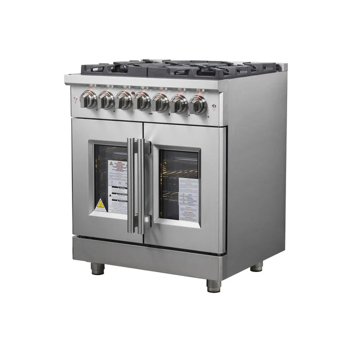 Forno Massimo 30-Inch Freestanding French Door Dual Fuel Range in Stainless Steel (FFSGS6325-30)