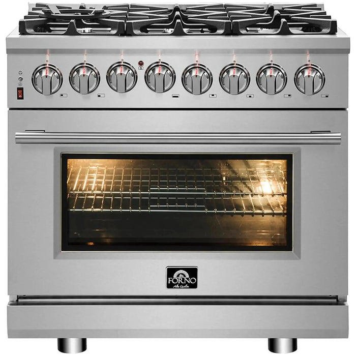 Forno Massimo 36-Inch Freestanding Dual Fuel Range in Stainless Steel FFSGS6125-36