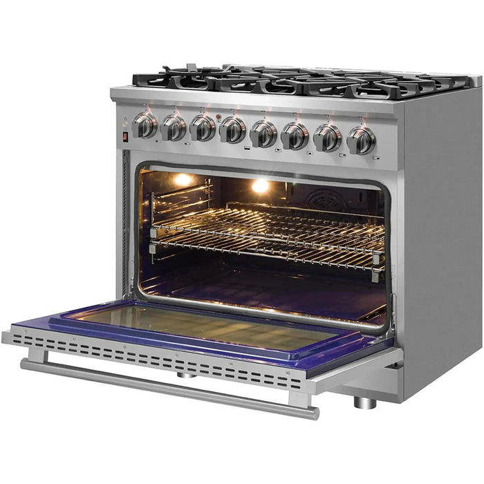 Forno Massimo 36-Inch Freestanding Dual Fuel Range in Stainless Steel FFSGS6125-36