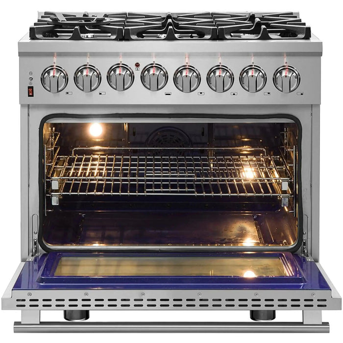 Forno Massimo 36-Inch Freestanding Dual Fuel Range in Stainless Steel FFSGS6125-36