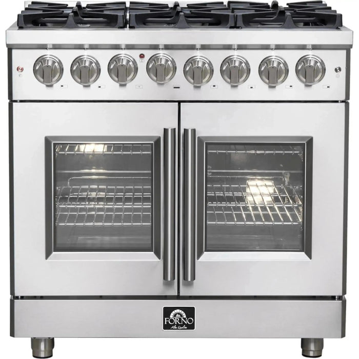 Forno Massimo 36-Inch Freestanding French Door Dual Fuel Range in Stainless Steel (FFSGS6325-36)