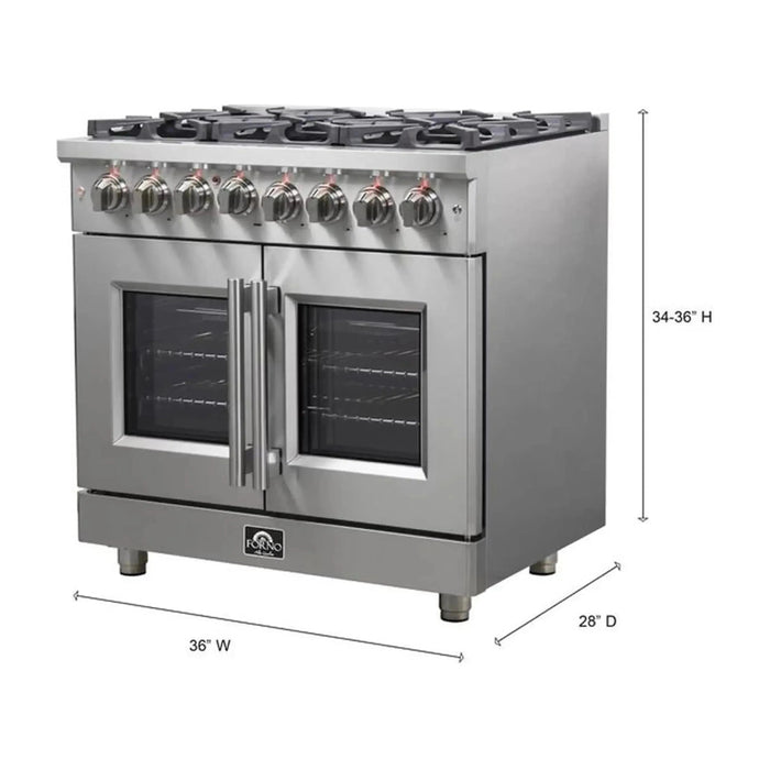 Forno Massimo 36-Inch Freestanding French Door Dual Fuel Range in Stainless Steel (FFSGS6325-36)