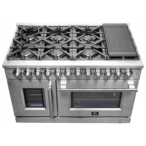 Forno Massimo 48-Inch Freestanding French Door Dual Fuel Range in Stainless Steel FFSGS6325-48