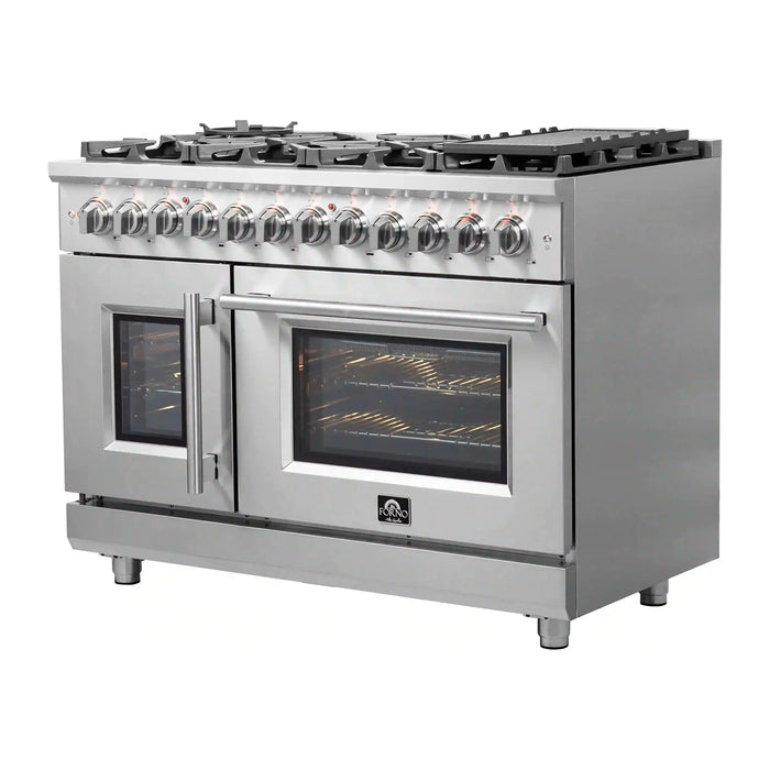 Forno Massimo 48-Inch Freestanding French Door Dual Fuel Range in Stainless Steel FFSGS6325-48