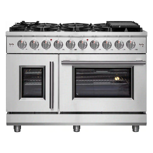 Forno Massimo 48-Inch Freestanding French Door Gas Range in Stainless Steel (FFSGS6439-48)