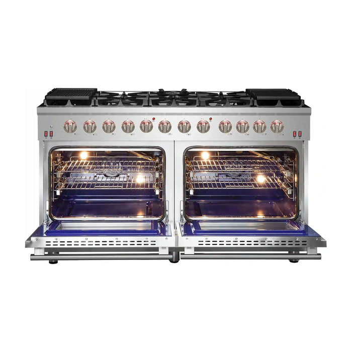 Forno Massimo 60-Inch Freestanding Gas Range in Stainless Steel (FFSGS6239-60)