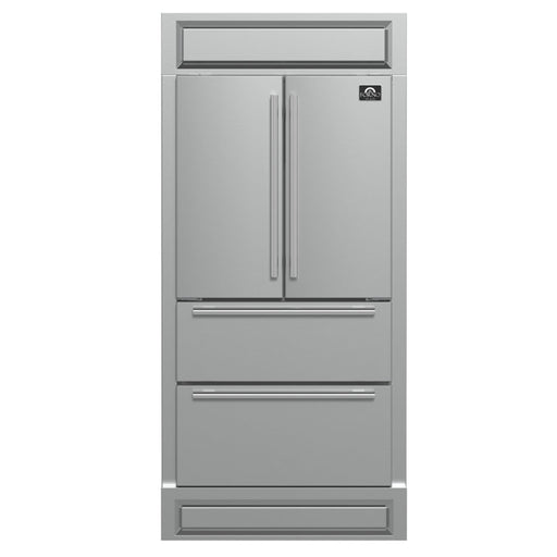 Forno Moena 36 Inch 19.2 Cu. Ft Built-In French Door Refrigerator In Stainless Steel with Modern Decorative Grill FFRBI1820-40MG