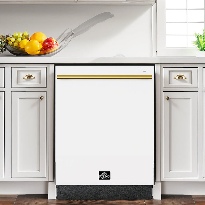 Forno Romano Espresso 24" Built-In Tall Tub Top Control Dishwasher In White FDWBI8035-24WHT