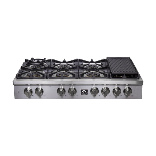 Forno Spezia 48-Inch Gas Rangetop, 8 Burners, Wok Ring and Grill/Griddle in Stainless Steel (FCTGS5751-48)