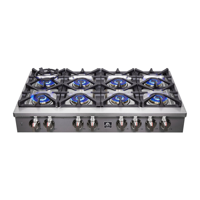 Forno Spezia 48-Inch Gas Rangetop, 8 Burners, Wok Ring and Grill/Griddle in Stainless Steel (FCTGS5751-48)