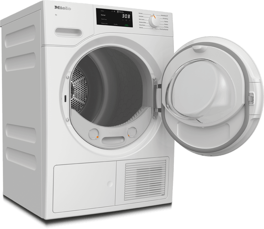 MIELE TWD360WP TWD 360 WP 8kg Lotus white - T1 Heat-Pump Dryer: 18 lb DirectSensor Honeycomb drum FragranceDos Miele@home EcoDry White - TWD360WP