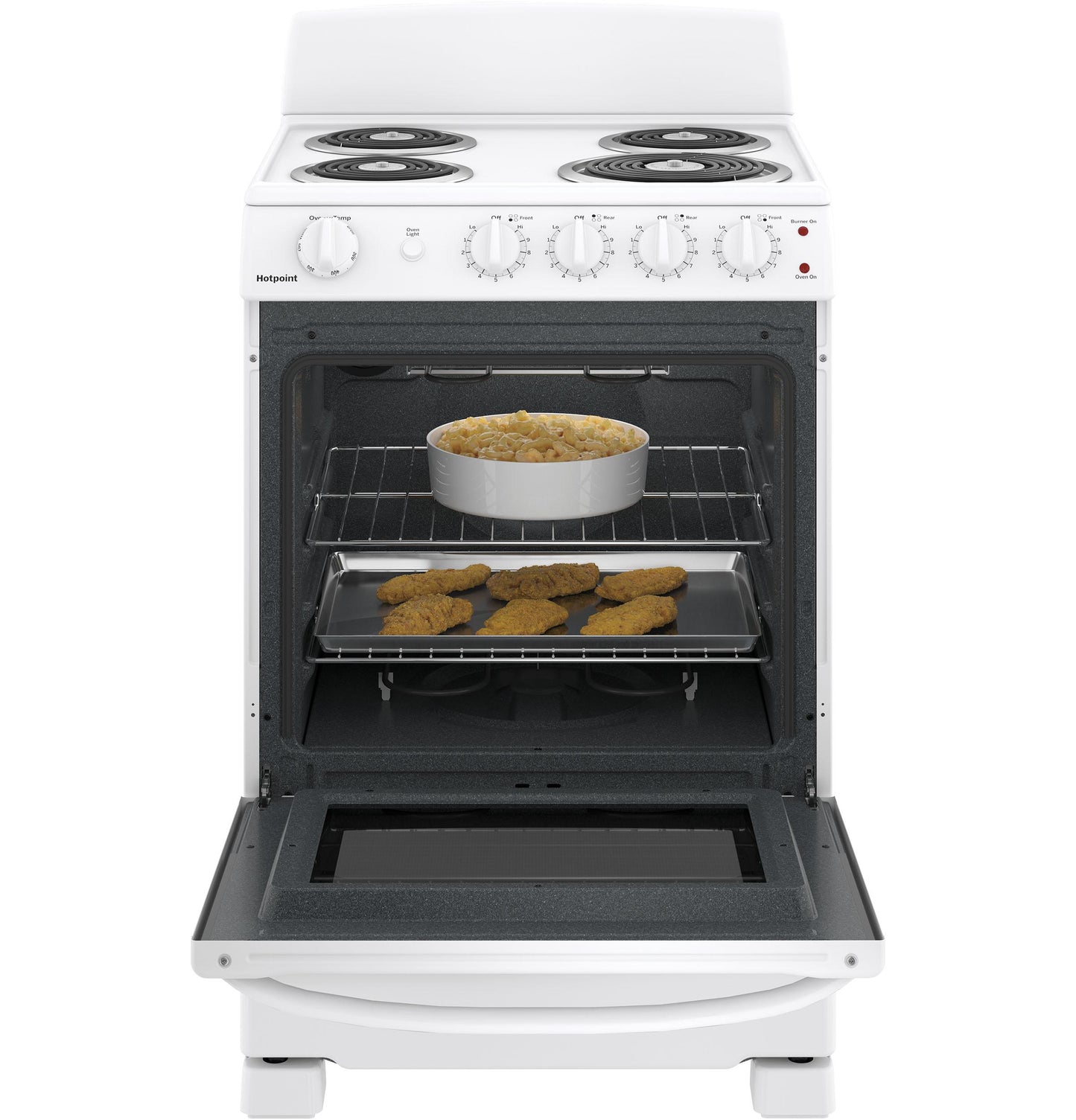 HOTPOINT RAS300DMWW Hotpoint® 24" Free-Standing Front-Control Electric Range White