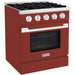 Hallman 30 In. Gas Range, Burgundy with Chrome Trim - Bold Series, HBRG30CMBG