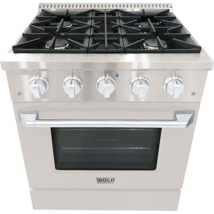 Hallman 30 In. Gas Range in Stainless Steel with Chrome Trim - Bold Series, HBRG30CMSS