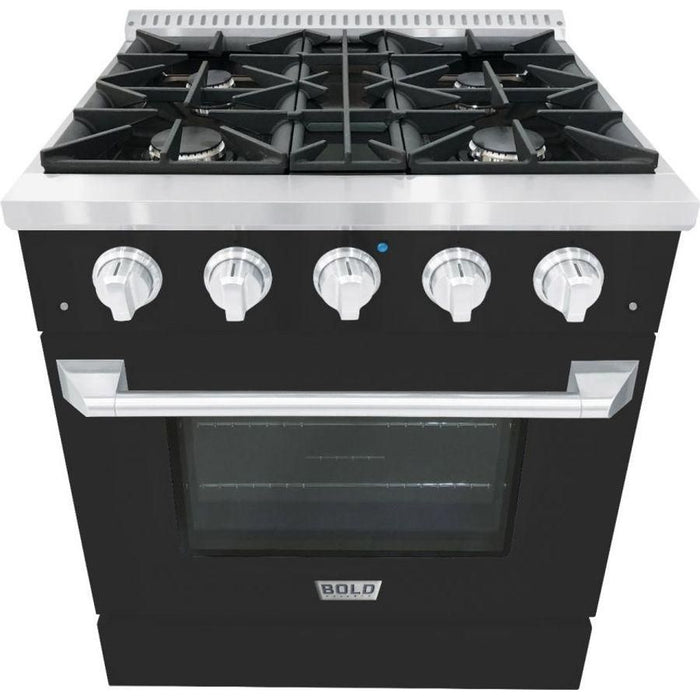 Hallman 30 In. Gas Range, Matte Graphite with Chrome Trim - Bold Series, HBRG30CMMG