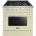 Hallman 30 In. Range with Gas Burners and Electric Oven, Antique White with Chrome Trim - Bold Series, HBRDF30CMAW