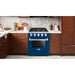 Hallman 30 In. Range with Gas Burners and Electric Oven, Blue with Chrome Trim - Bold Series, HBRDF30CMBU