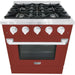 Hallman 30 In. Range with Propane Gas Burners and Electric Oven, Burgundy with Chrome Trim - Bold Series, HBRDF30CMBG-LP