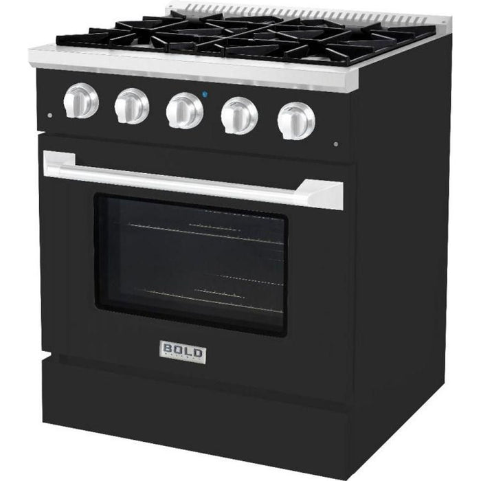 Hallman 30 In. Range with Propane Gas Burners and Electric Oven, Matte Graphite with Chrome Trim - Bold Series, HBRDF30CMMG-LP